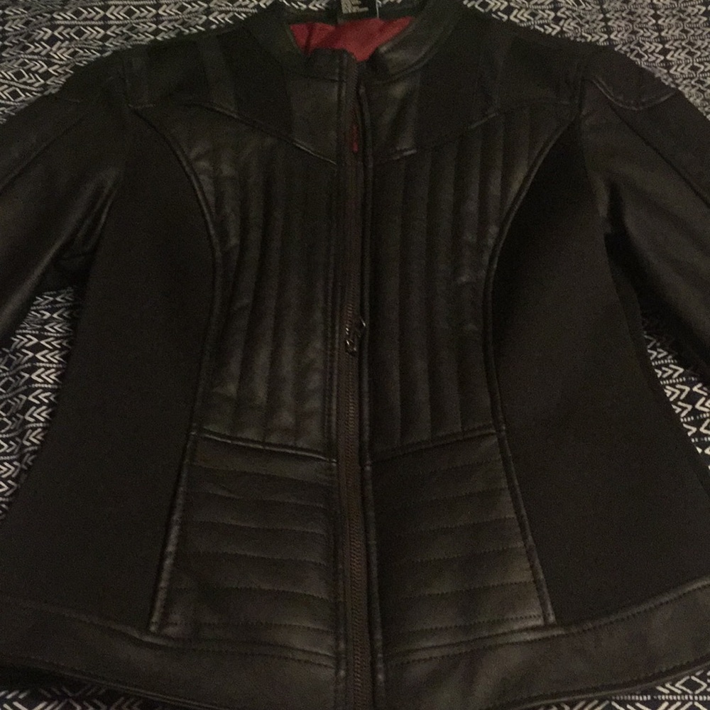 Black fake leather jacket